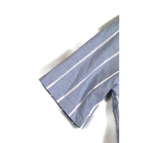 615 Wrinkle Free Blue White Striped Men's Dress Oxford Shirt Short Sleeve M 018 - Picture 3 of 6
